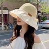 New summer versatile outdoor visor big brim bucket hat portable sunscreen sun hat bow women's hat