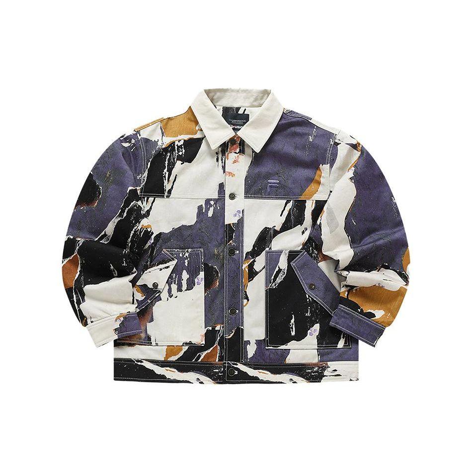 Fila Fusion Full Print Single-Breasted Collar Long Sleeve Jacket Men Jacket Milan-Purple T11M413901F-PU