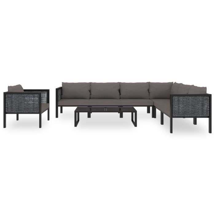 VidaXL Salon de jardin 8 pcs avec coussins Résine tressée Anthracite