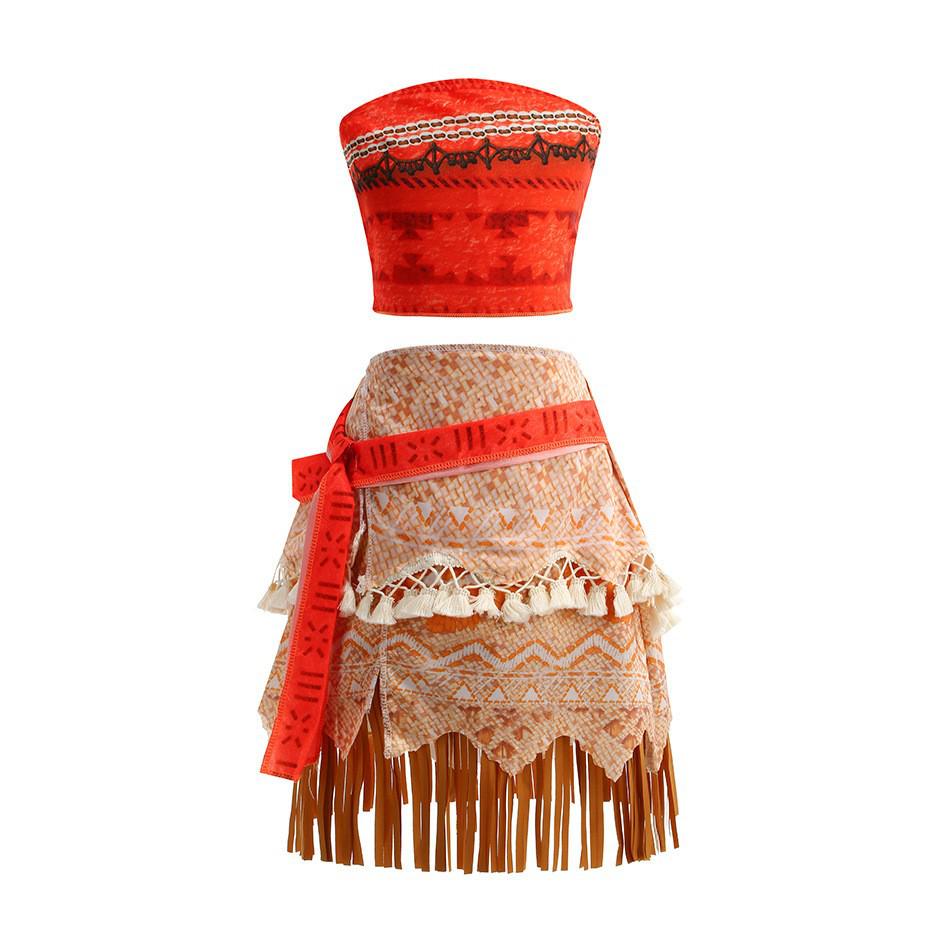 Kids' Moana Cosplay Two-Piece Set: Skirt & Grass Skirt Costume