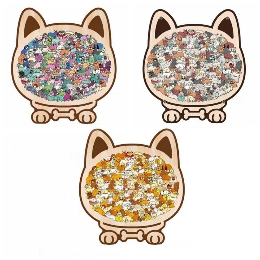 Düşünme Eğitimi Köpek Şekilli Yapboz Hayvan Şekilli Çocuk Yapbozu Yavru Köpekler Ahşap Yapboz Çocuk Oyuncak