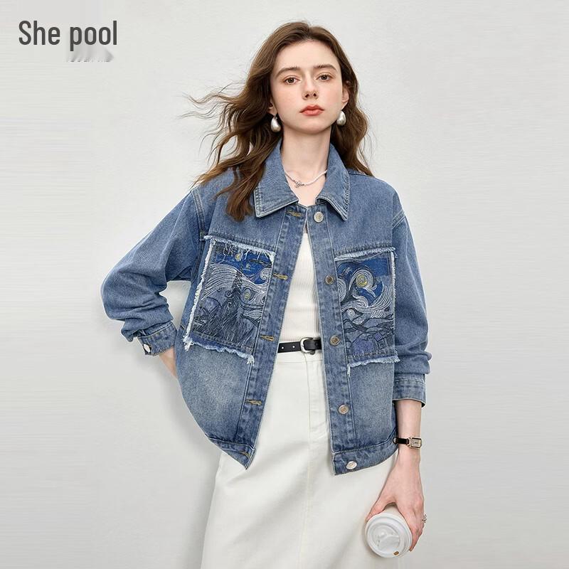 

Tachi Women s Embroidered Loose Denim Jacket 38