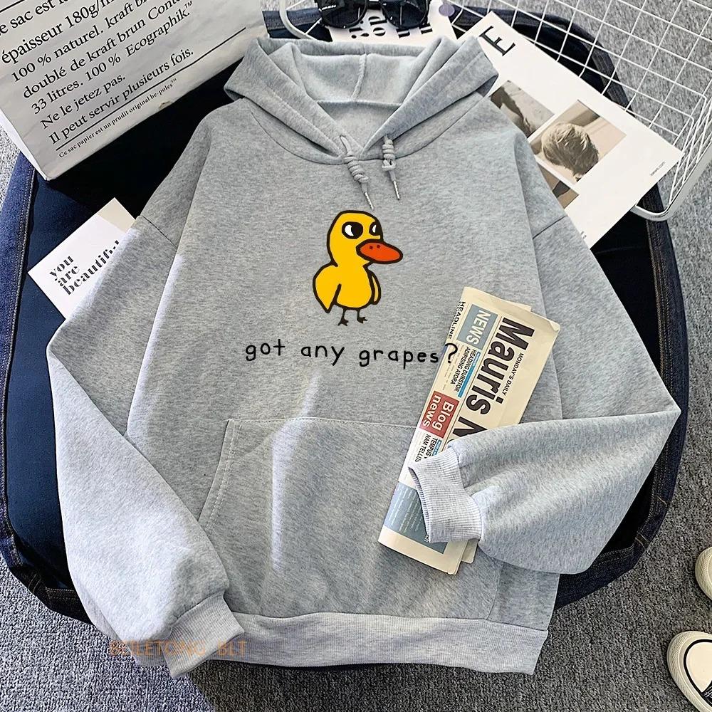 The Duck Song Got Any Grapes Printed Hoodies Kawaii Cartoon Women Sweatshirts Winter Soft Comfortable Clothing