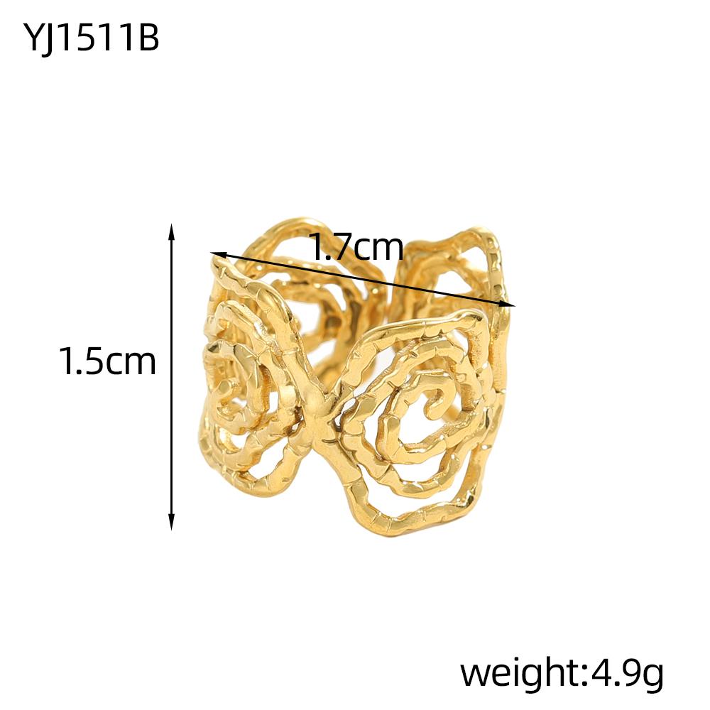 CARLIDANA Vintage Multilayer Sun Stainless Steel Gold Plated Rings for Women Hollow Line Charm Adjustable Men Open Ring Jewelry