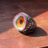 Eye Ring Adjustable Opening Talisman Ring with Surreal Brown Iris Design Lifelike Blood-Red Eyeball Retro Finger Ring