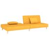 2 Seater Sofa Bed with 2 Cushions Yellow Fabric