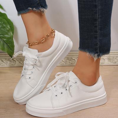 Moda Casual Esportivo Feminino Lona Vulcanizada Feminina Verão Outono Leve Cor Sólida Sapatos Baixos
