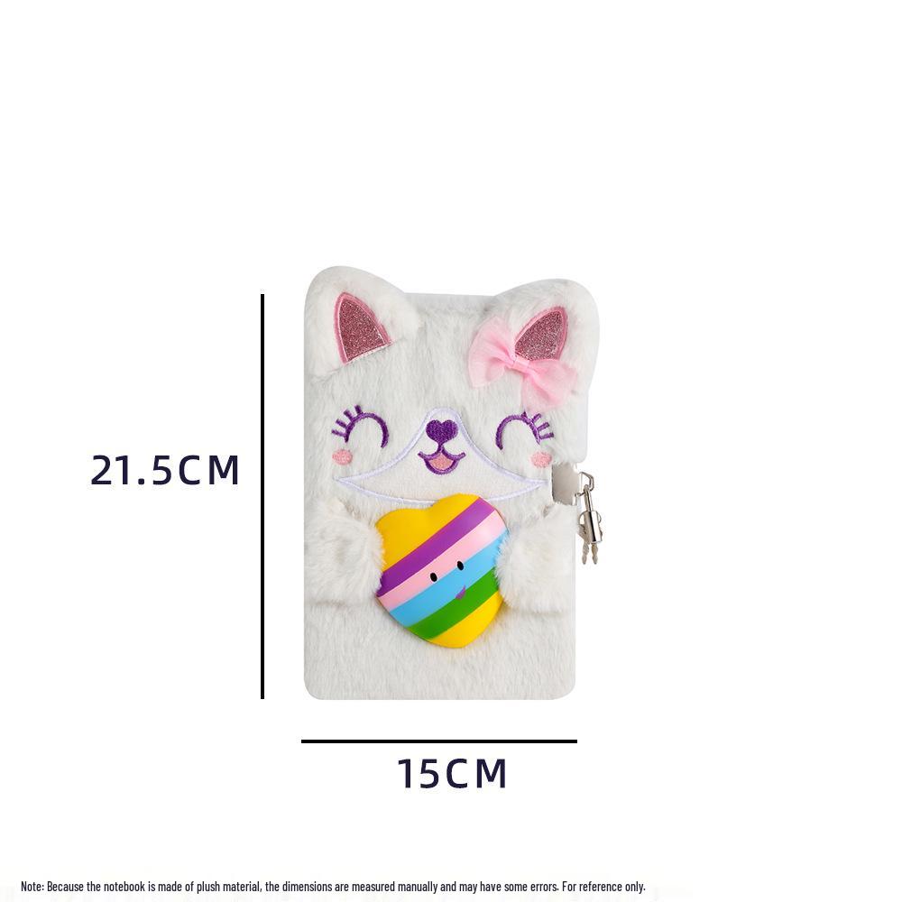 A5 Cartoon Plush Children's Diary with Lock - Cute Girls' Journal for Stress Relief and Gifting