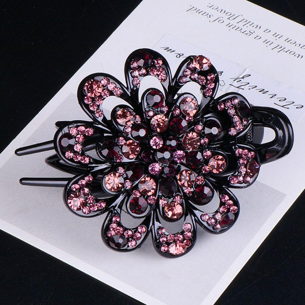 

Durable Flexible Hair Claws Hairpins Crystal Flower Dovetail Duckbill Pins Rhinestone Hair Clip