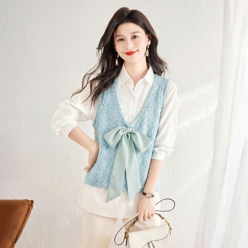 Women s V-Neck Loose Knit Sequin Vest One Size