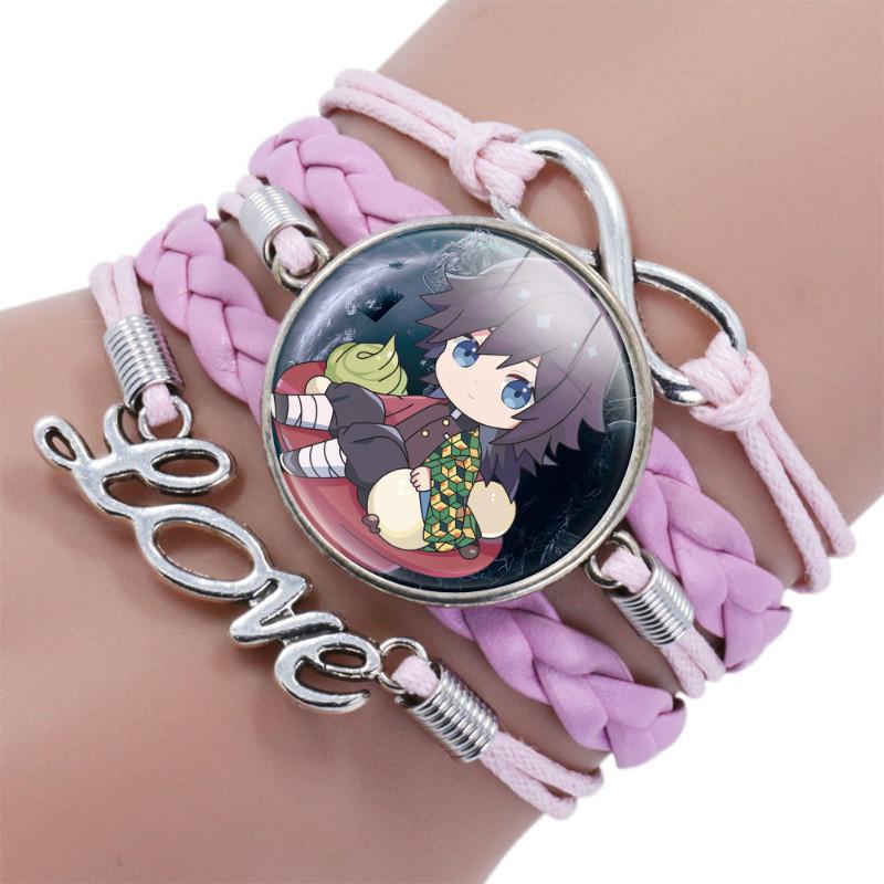 Slayer Demon Bracelet Alloy Glass Pendant Multilayer Woven Accessories Anime