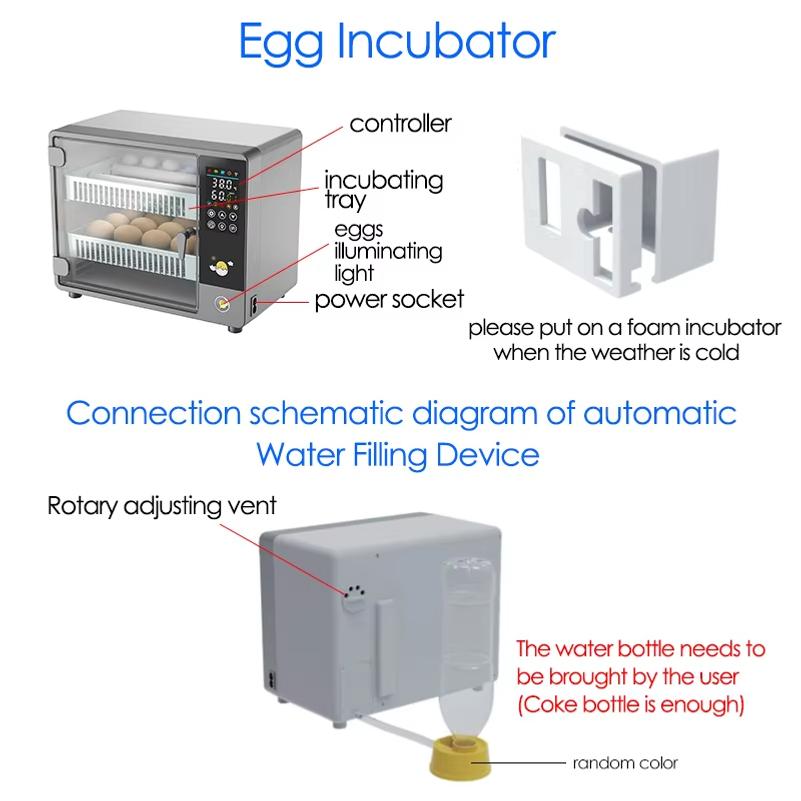 Incubatrice per 24 Uova Completamente Automatica Touch Controllo Temperatura Macchina per Incubatoio Agricolo Pollo Anatra Quaglia Uccello Scaldatore Uova Incubatrice
