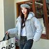 Women Autumn Winter Warm Thickened Cotton Padded Hooded Coat Solid Color Outwear Jacket