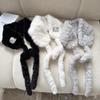 Women Soft Plush Scarf Winter Thicken Warm Faux Rabbit Fur Snood Scarves Outdoor Cold-Proof Neck Collar Neckerchief