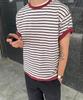 NOISE Color Block Roll-Up Striped Short Sleeve T-Shirt - Ivory