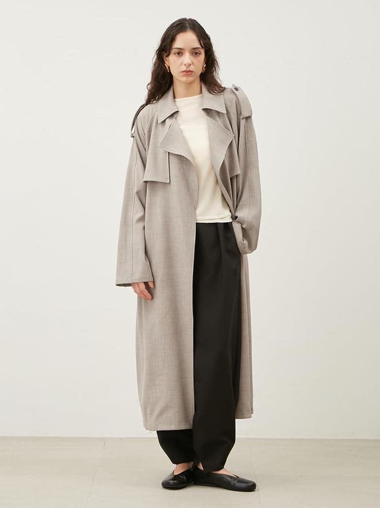 09WFC251086 MIX Trenchcoat mit passendem Gürtel und Schulterklappen [Mira Owen] Damen Leinen-Optik