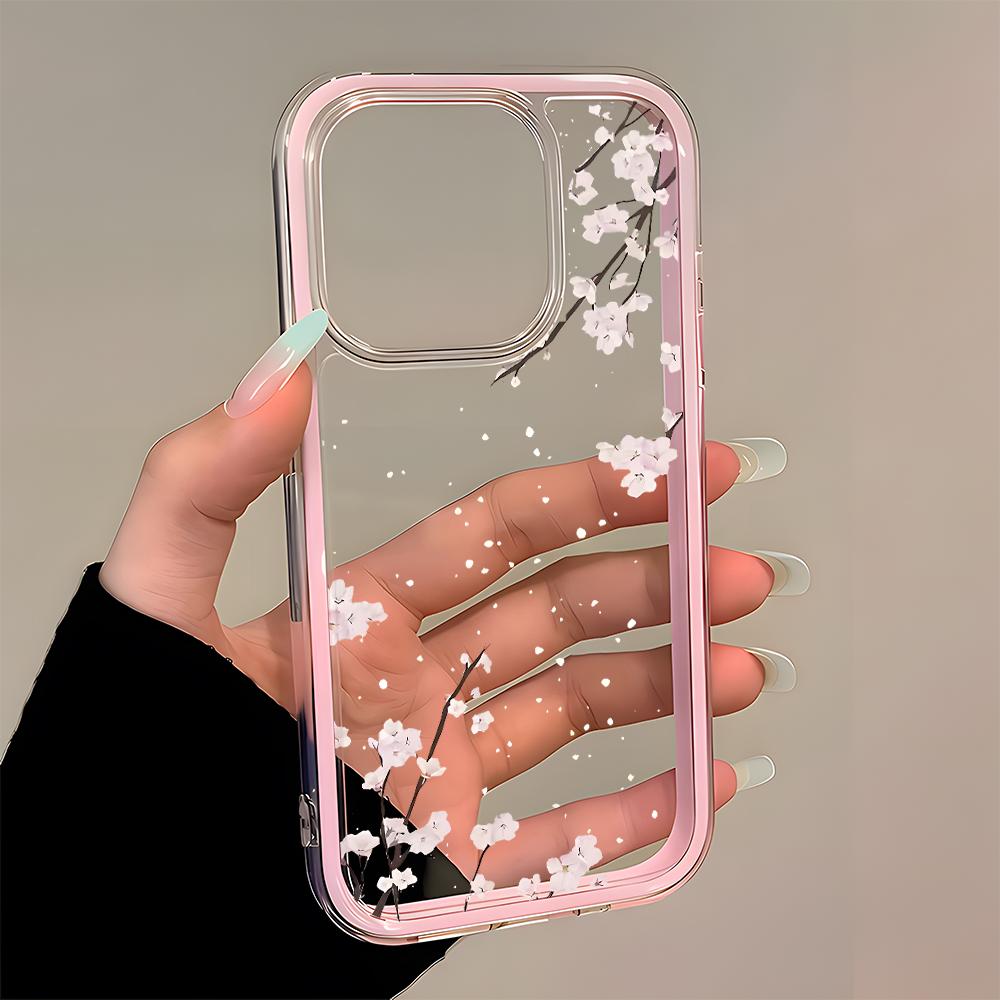 Cherry Blossom Pattern 2in1 Clear Phone Case For Samsung Galaxy S26 Ultra S25 S23 S24 S22 Plus A57 A37 A55 A54 A36 A35 A16 Cover