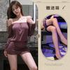 Pure Desire Purple Backless Word Shoulder Long Sleeve Hip Wrap Uniform Sexy Flirting Underwear Temptation Sleep