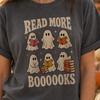 Retro Bookish Ghost T-Shirt, Read More Books Halloween Shirt, Spooky Reading Book Lover Tee, Cute Ghost Teacher Librarian Gift For Reader