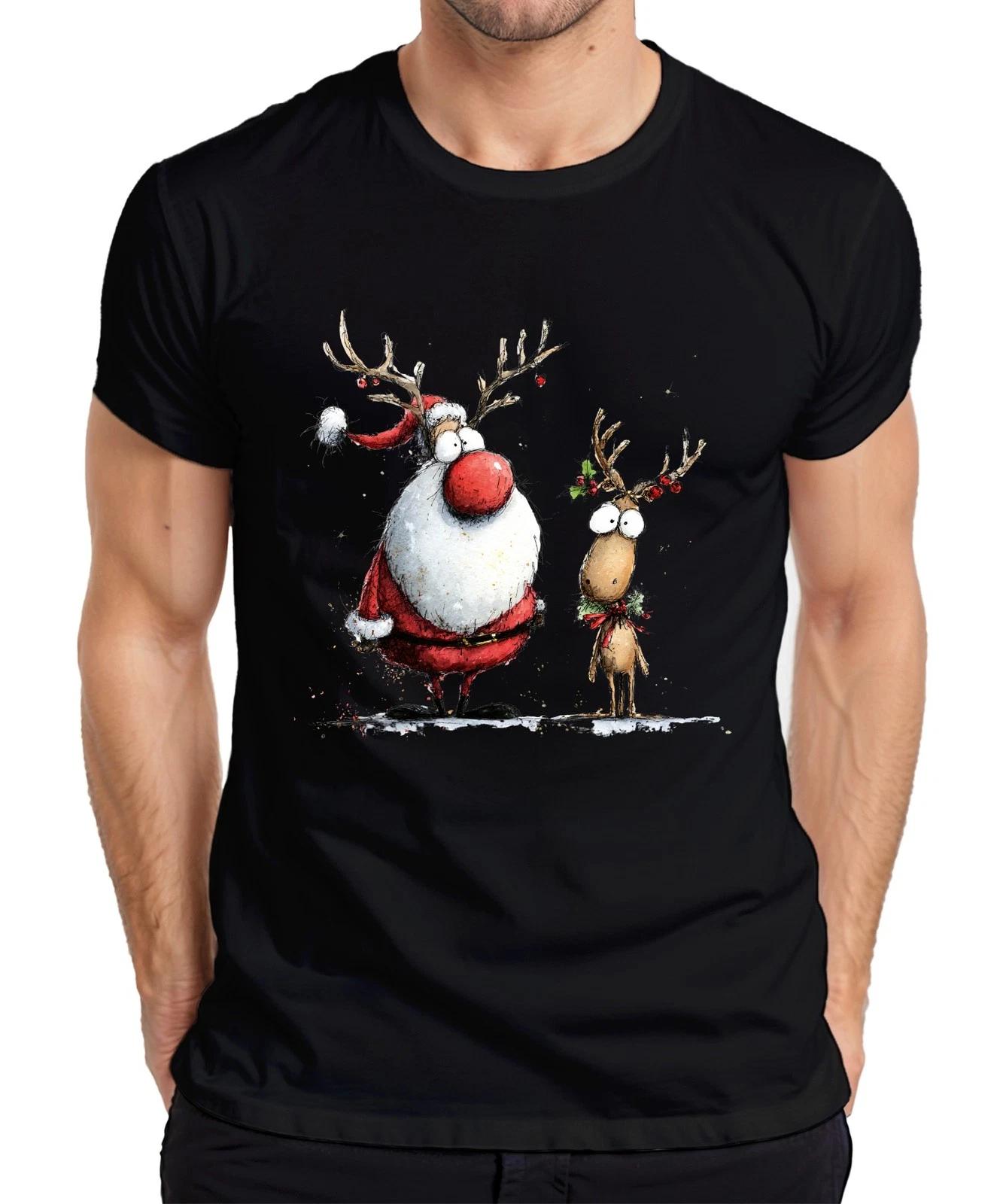 Weihnachtsmann Rentier Lustig Weihnachten Geschenk Retro Cartoon Herren T-Shirt XXXL