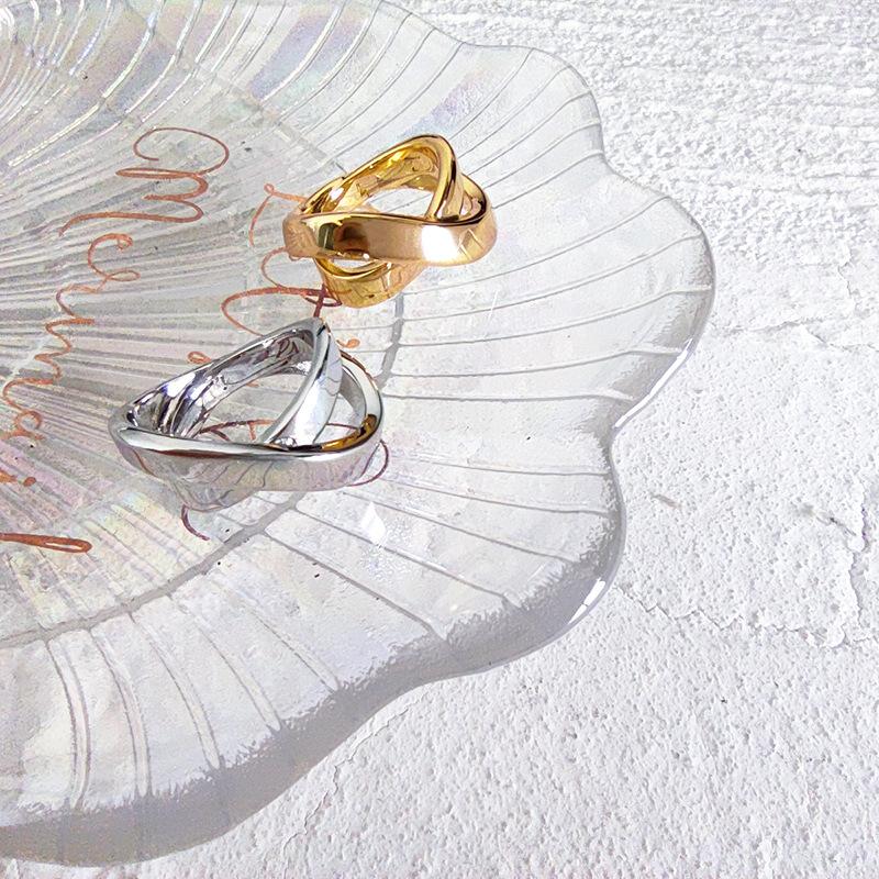 Schlichter Ring, kalter Wind für Damen, Sinn für Nischendesign, Zeigefingerring, einfacher doppellagiger Retroring