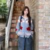 New Arrivals Open Run Women Loose Fit Nordic Pattern Long Sleeve Zip Up Knit