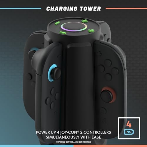 Hyperkin Power Beacon Joy-Con Tower Stand | Space-Saving Design & Supports 4 Joy-Cons Simultaneously, USB Connection & LED Light