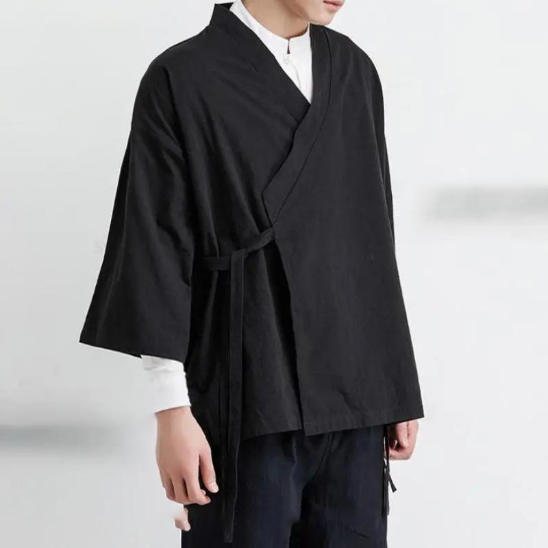 Japanese Kimono Cardigan Chinese Style Linen Haori Yukata Streetwear Traditional Samurai