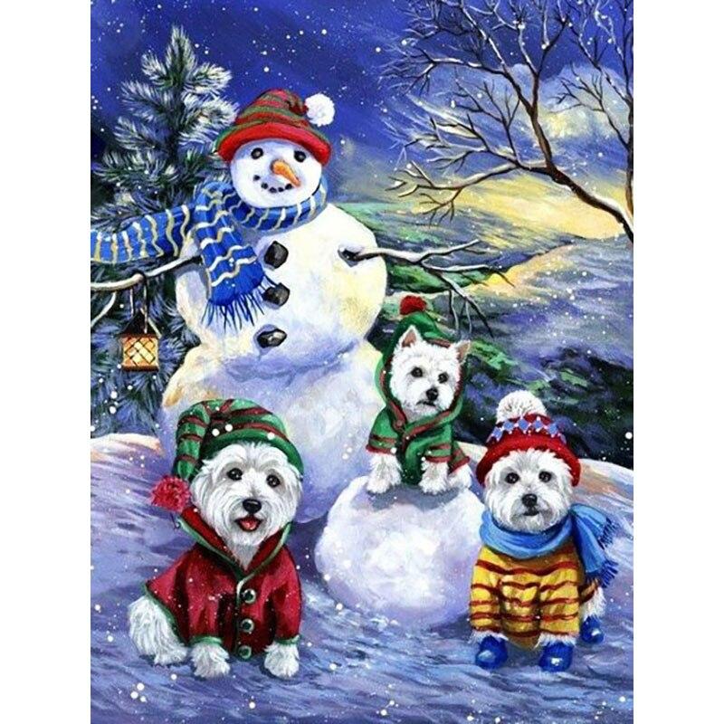 5D Diamond Painting Cartoon Snowman Diamond Embroidery Snow Scene Cross Stitch Full Round Drill Home Decor Christmas Gift