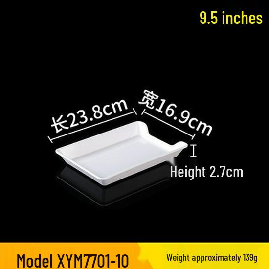 

White Melamine Rectangular Tray for Cooked and Braised Foods, Duck Gizzard Cold Dish, Deep Plate.