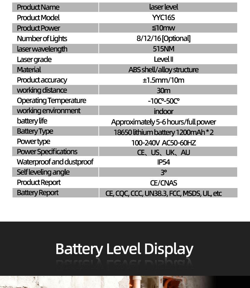 Cross New 16-Line Multifunctional Rotating Laser Level with Infrared Technology