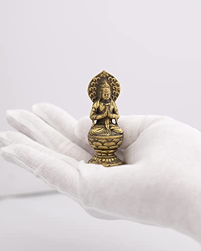 Buddhistische Statue Seishi Bodhisattva (klein, 6,8 cm, antikes Gold) von Bildhauer Keishu Watanabe. Originalmodell (im Jahr des Pferdes geboren). Zodiac Gu
