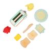 Toaster Toy Set with Bottle Bread Slices Plate Yellow Wooden Block Safe Bread Maker Toy for Girls Boys