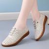 BrandNew SpringSeason and HotSeason DailyWear Flat FootPairs for Women BigSize Hollow Hole Lady FootPairs Genuine Leather White FootPairs for Women