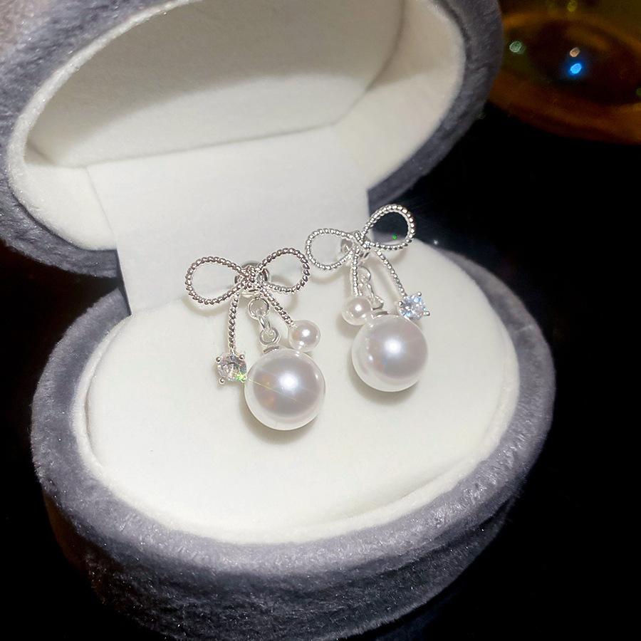 Zircon Geometric Pearl Stud Earrings Autumn and Winter Retro Elegant Earrings Temperament Earrings Women