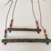 Parrots Toy Hammock Swing Toy Swing Standing Training Supplies Toy Wood Hammock with Colorful Beads Toy