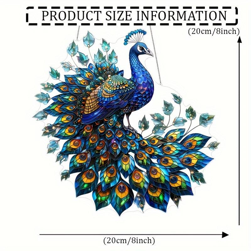 

2D Retro Acrylic Peacock Sun Catcher 8-inch Light Catcher Home Garden Hanging Decor Artwork Gift for Peacock Lovers