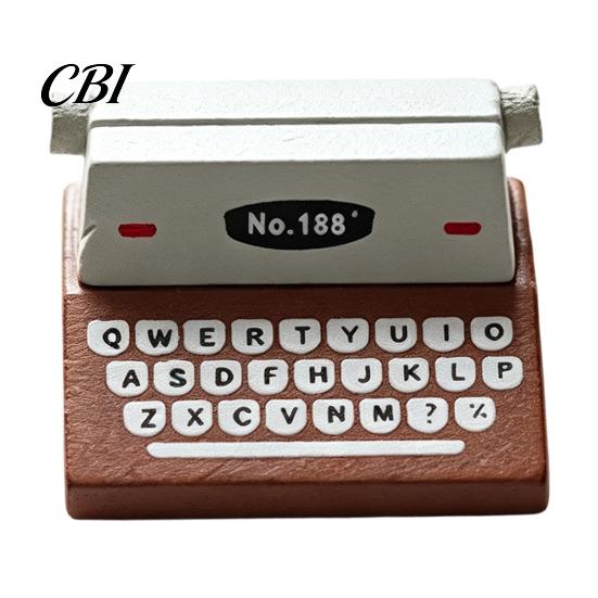 Water-based Paint Wood Holder Retro Wooden Typewriter Memo Clip, Vintage Desk Place Card Holder, for Decorative Message Photo Picture Stand