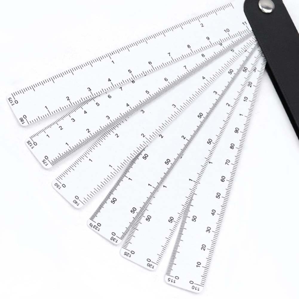 Składany Linijka Kształt Wachlarza Linijka Skalowana 7,7 X 1,1 złożona Linijka Wieloskalowa Przezroczysta Kalibracja Kompaktowa i Przenośna