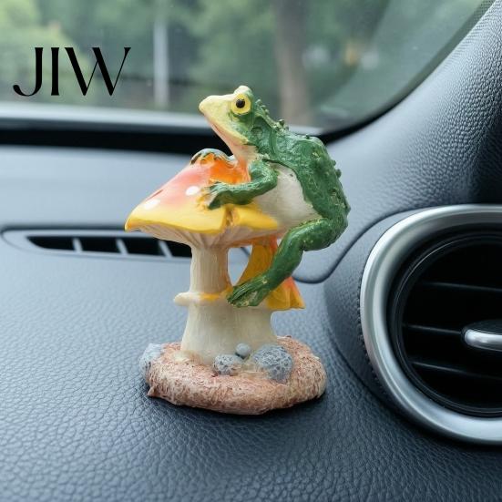 DIY Fairy Garden Accessories Resin Frog On Mushrooms Figurine, Micro Landscape Bonsai Ornament, Decor for Succulent Pots Waterproof Miniature