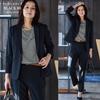 Pantsuit Collarless Tailored Tapered Business Suit Tailored BLACK Women's Set, Jacket, Washable, Odor-Eliminating Tape, Pants, (M, Type, (03))