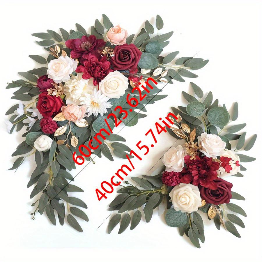 Artificial Wedding Arch Flowers Kit Boho Dusty Rose Blue Eucalyptus Garland Drapes for Wedding Decorations Welcome Sign
