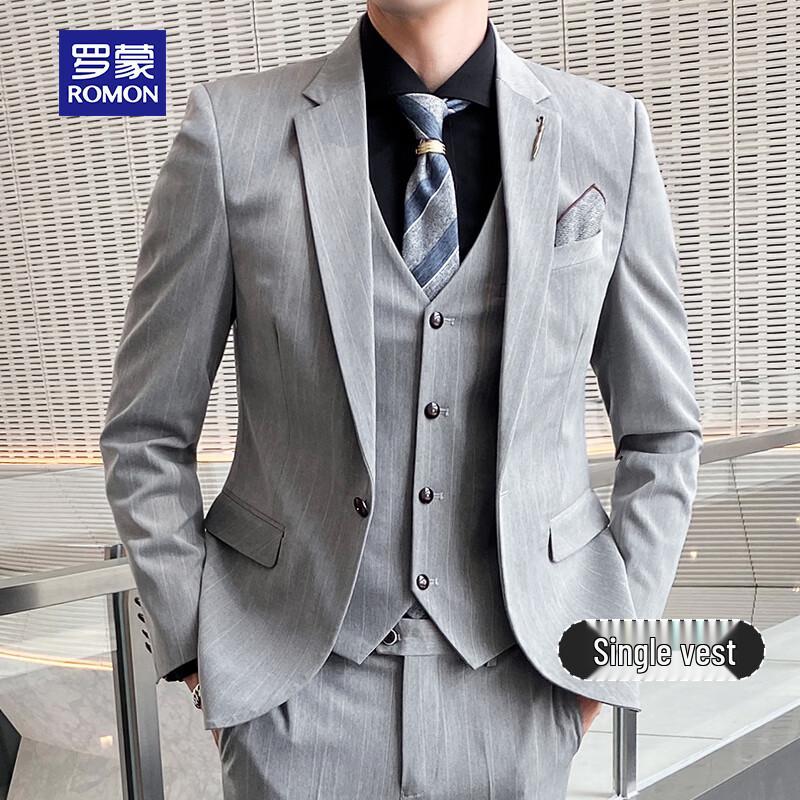 ROMON Men's Slim-Fit Business Formal Suit