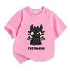 Kids Boys Girls 100% Cotton Crew Neck Short Sleeve T-shirt, Cute Cartoon Black Dragon Print Casual Soft Breathable Summer Tee for Toddlers Children Da