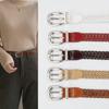 Damen geflochtener Retro-Gürtel mit Jeans-Freizeithose Dekorative nicht poröse Dornschließe Gürtel
