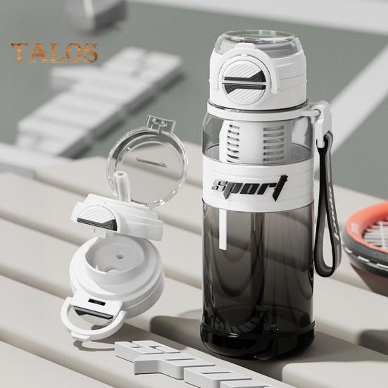 Fitness láhev na vodu se slámkou, víčko s odklápěním, 800 ml, bez BPA, PC sportovní láhev, nepropustná, režim duálního pití, potuodolný úchop, kelímek na pitnou vodu do posilovny