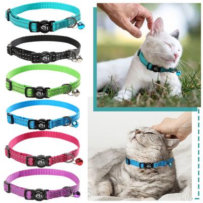 Collier réfléchissant avec clochette en nylon pour animaux de compagnie, bande de collier, laisse corde pour chiot, tissu