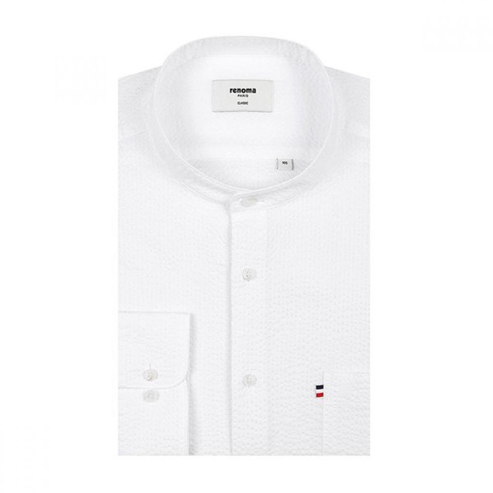 Renoma Cotton Sucker Solid China Collar Shirt Rpssg1003 Wh