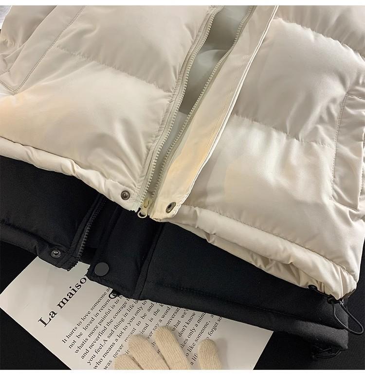 Vestă unisex stil coreean călduroasă cu umplutură de bumbac și guler drept - Jachetă slim fit fără mâneci pentru toamnă și iarnă