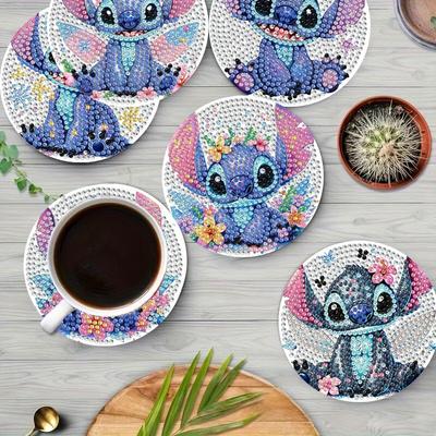 8pc/sets Big-eared Pet Diamond Painting Coasters DIY Diamond Art Coasters 5D Full Drill Diamond Coasters Acrylic Round Cup